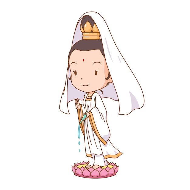 Personagem de desenho animado da deusa chinesa da misericórdia guanyin