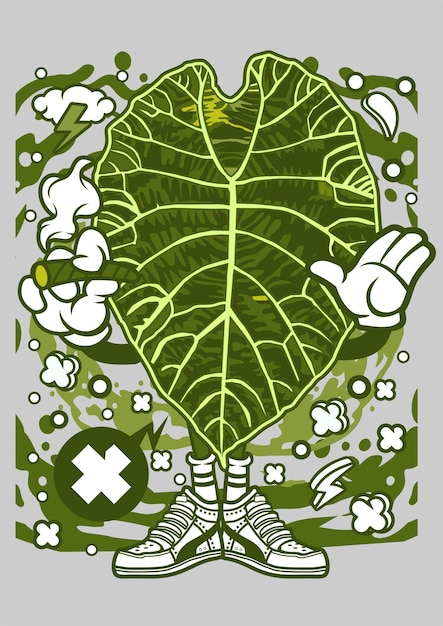 Personagem de desenho animado da planta Alocasia Watsoniana