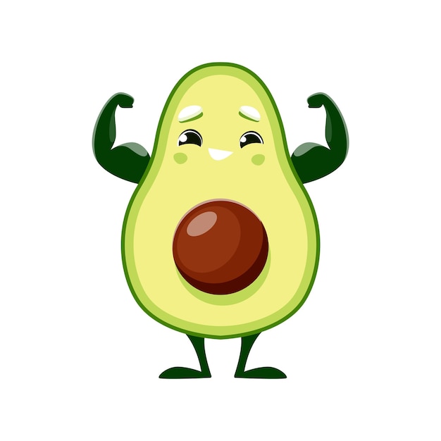 Personagem de desenho animado de abacate forte emoji emoticon