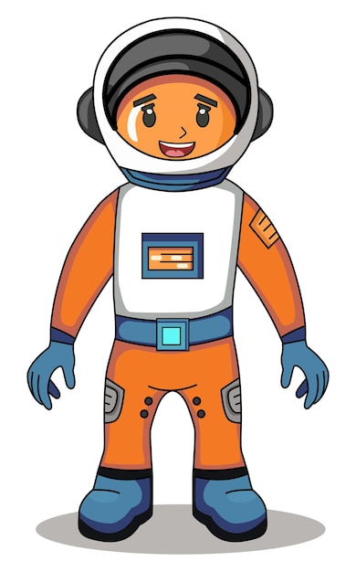 Vetor personagem de desenho animado de astronauta em pé sobre um fundo branco