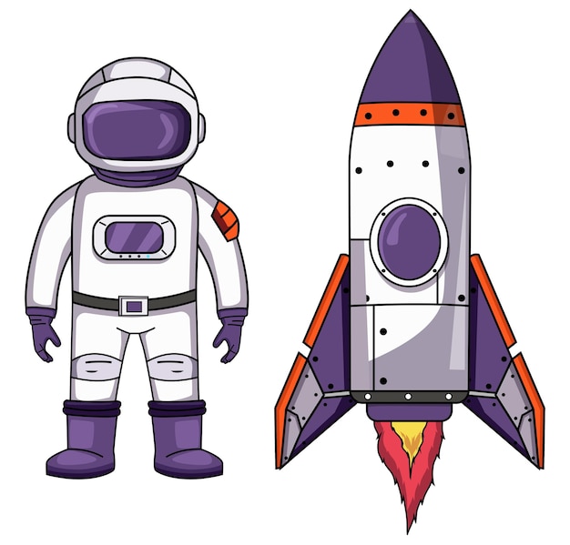 Vetor personagem de desenho animado de astronauta em pé sobre um fundo branco