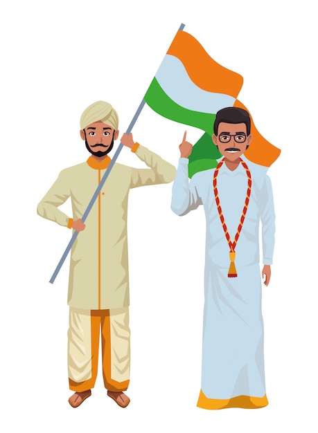 Personagem de desenho animado de avatar de homens indianos
