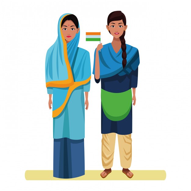 Personagem de desenho animado de avatar de mulheres indianas