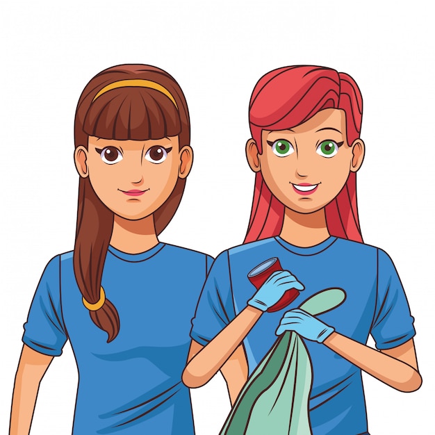 Personagem de desenho animado de avatar de pessoa de serviço de limpeza