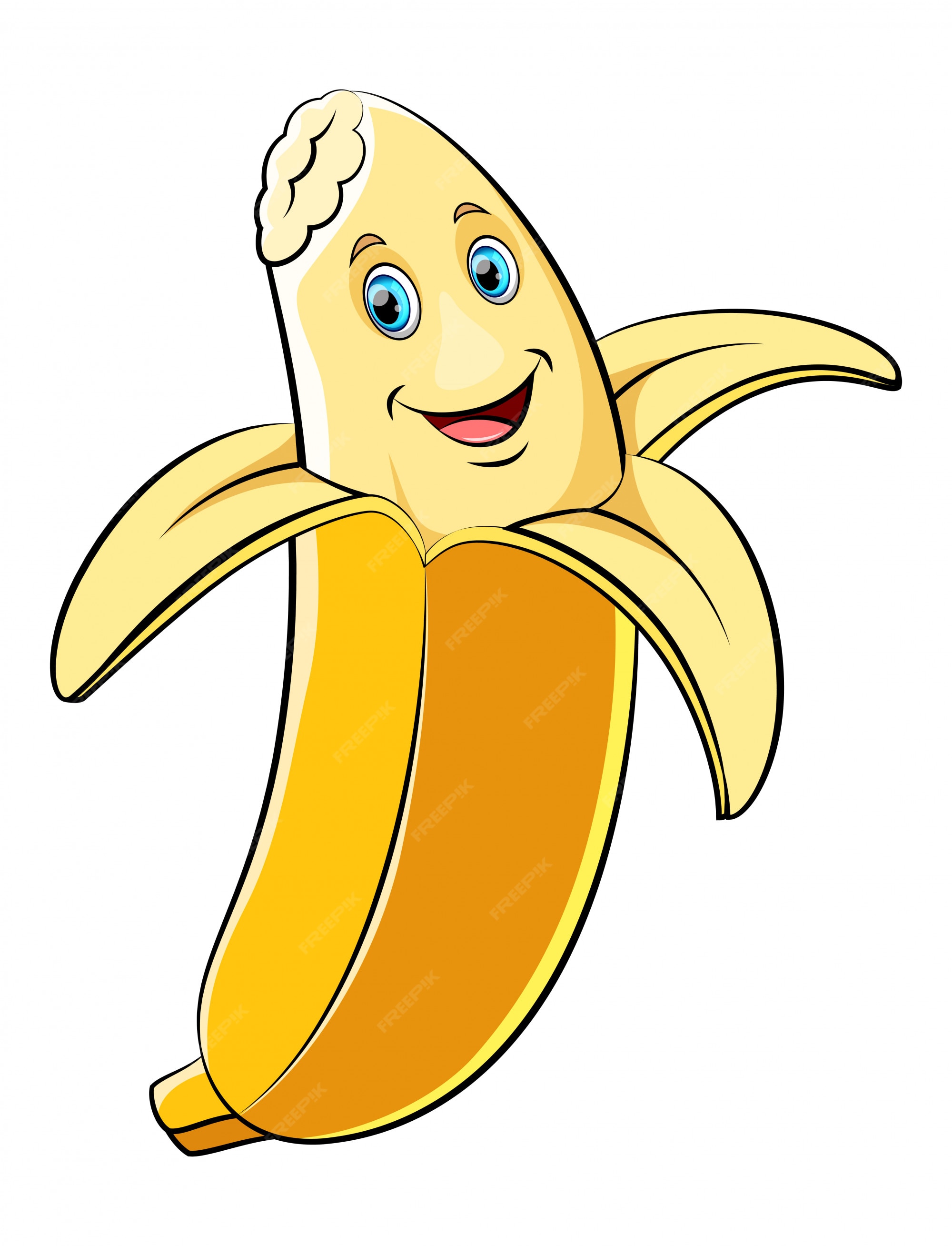 Personagem de desenho animado de banana feliz