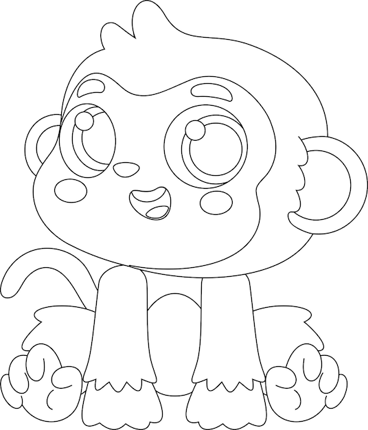 Vetor personagem de desenho animado de bebê macaco desenhado a mão por vetor