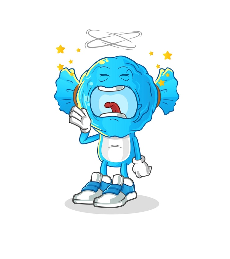 Vetor personagem de desenho animado de cabeça de doce bocejo. vetor de mascote de desenho animado