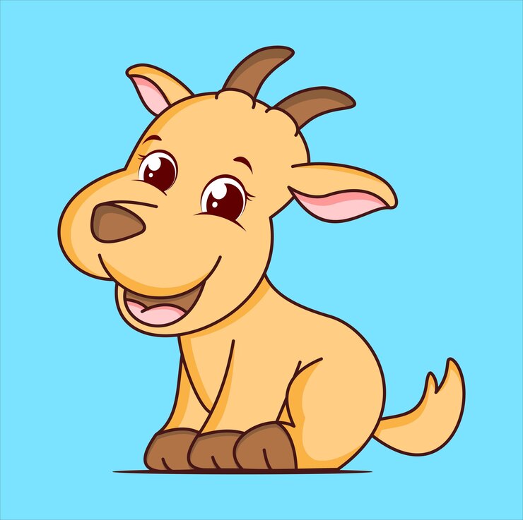 Vetor personagem de desenho animado de cabra bonito