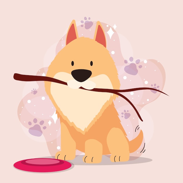 Vetor personagem de desenho animado de cão feliz e bonito ilustração vetorial