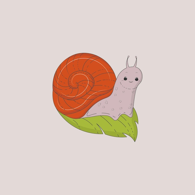 Vetor personagem de desenho animado de caracol bonito em vetor de ilustração plana