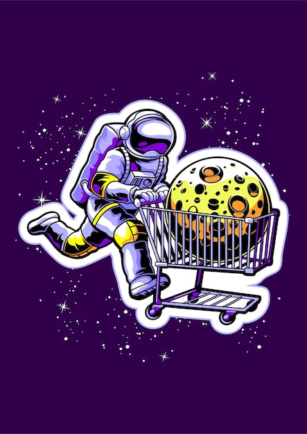 Personagem de desenho animado de compras de astronauta