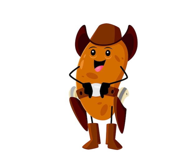 Vetor personagem de desenho animado de cowboy de batata do oeste selvagem