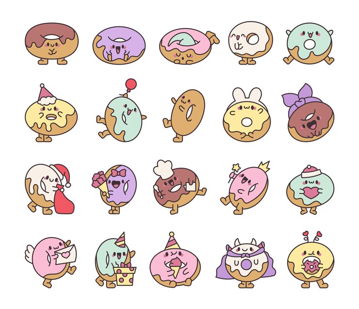 Vetor personagem de desenho animado de donut engraçado