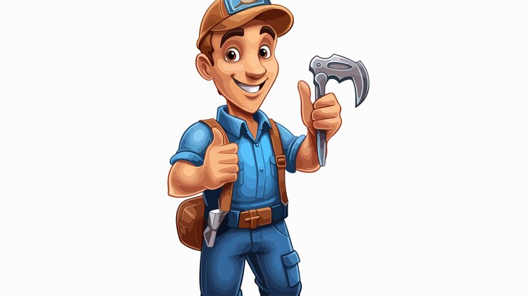 Vetor personagem de desenho animado de encanador ou mecânico
