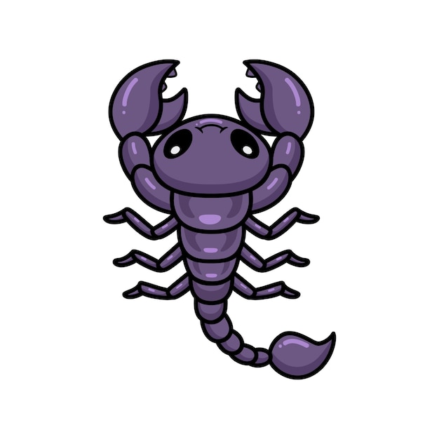 Personagem de desenho animado de escorpião roxo bonito