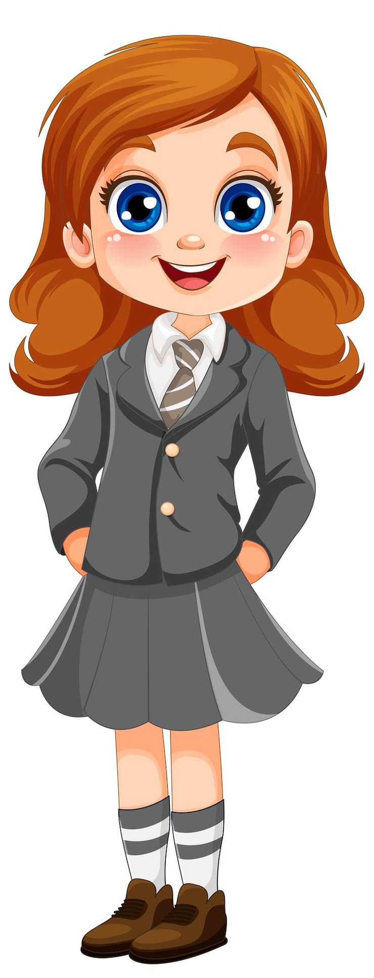 Vetor personagem de desenho animado de estudante linda garota em uniforme escolar