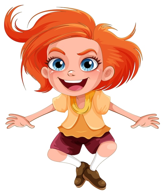 Personagem de desenho animado de garota pulando