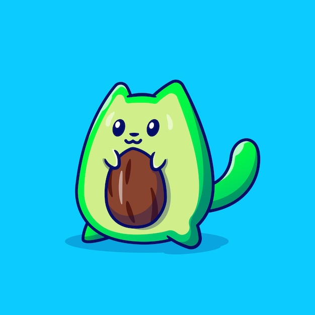 Personagem de desenho animado de gato abacate bonito. fruta animal isolada.