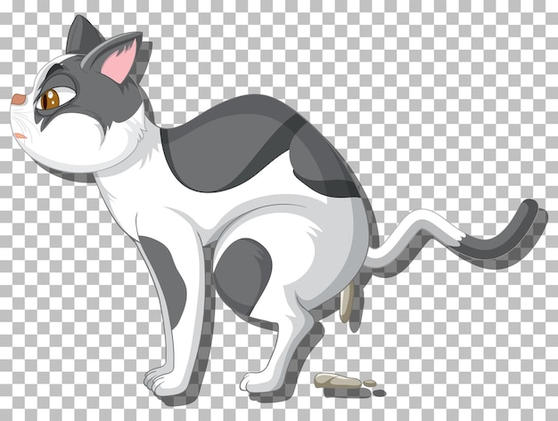 Vetor personagem de desenho animado de gato fazendo cocô