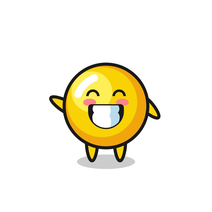 Vetor personagem de desenho animado de gema de ovo fazendo gesto de mão de onda