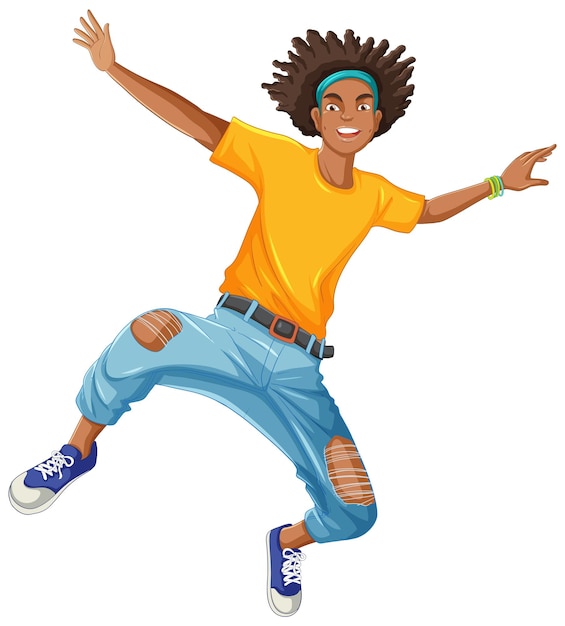 Personagem de desenho animado de homem negro afro-americano com cabelo afro