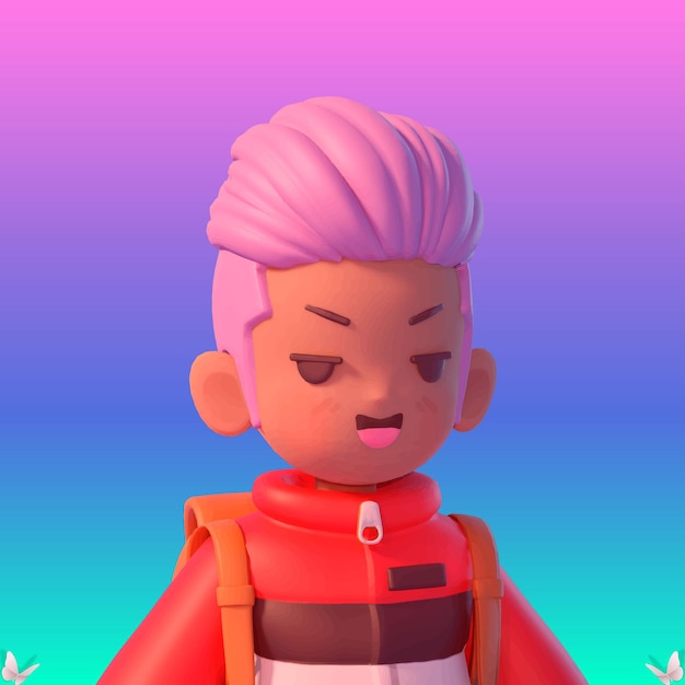 Personagem de desenho animado de ilustração 3d de menino bonito