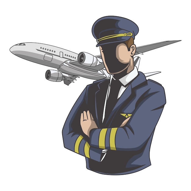 Vetor personagem de desenho animado de ilustração vetorial piloto