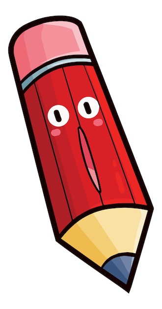 Vetor personagem de desenho animado de lápis vermelho bonito