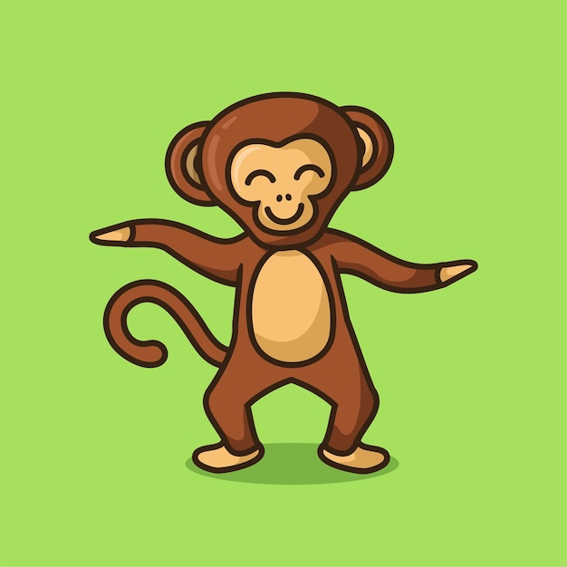 Design Simples Plana Macaco Desenho Animado Ícone Ilustração