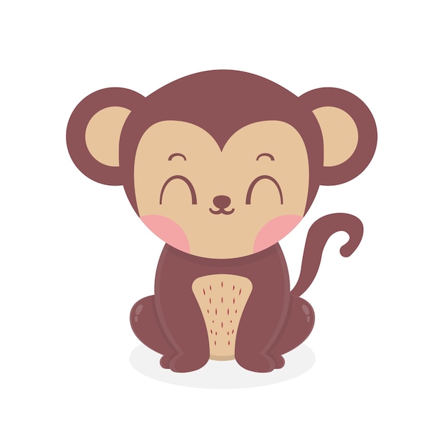 Baixe Macaco de desenho animado fofo sentado em um fundo preto PNG