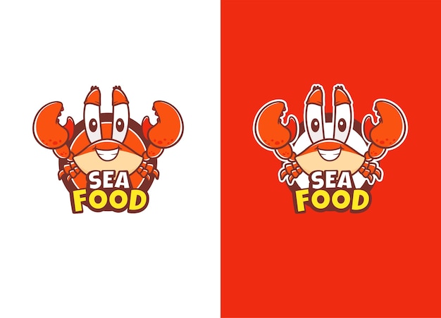 Personagem de desenho animado de mascote de frutos do mar de chef de caranguejo bonito