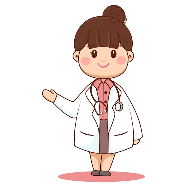 Personagem de desenho animado de médica bonita