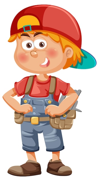 Personagem de desenho animado de menino de manutenção