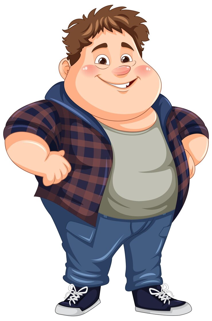 Vetor personagem de desenho animado de menino gordinho fofo