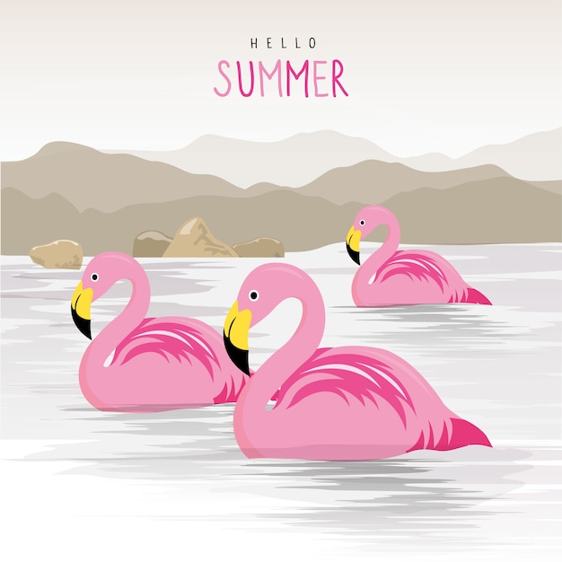 Personagem de desenho animado de pássaro animal flamingo rosa