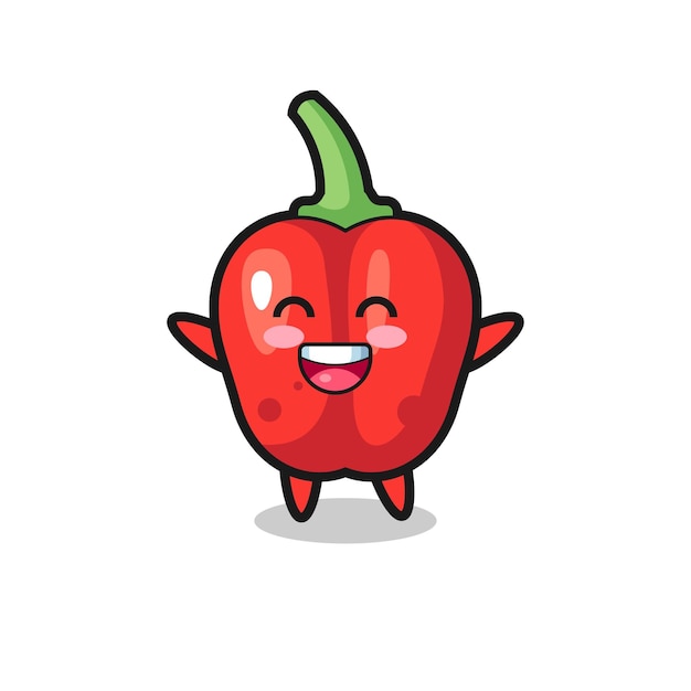 Personagem de desenho animado de pimentão vermelho bebê feliz, design de estilo fofo para camiseta, adesivo, elemento de logotipo