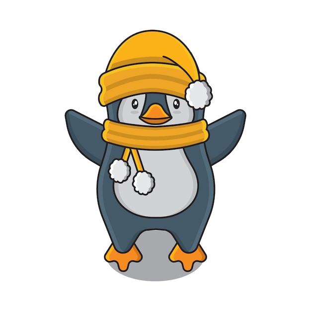 Personagem de desenho animado de pinguim bonitinho