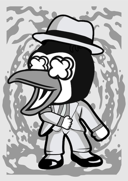 Vetor personagem de desenho animado de pinguim suave