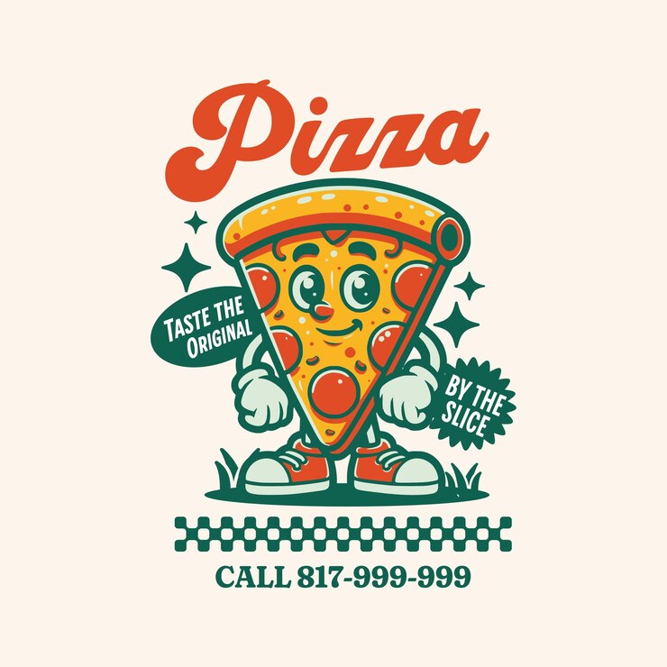 Vetor personagem de desenho animado de pizza