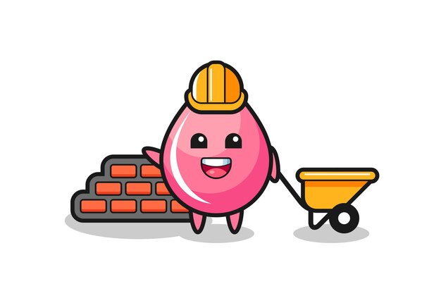 Personagem de desenho animado de queda de suco de morango como construtor