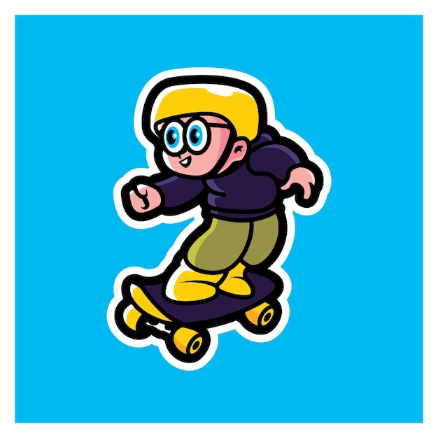 Personagem de desenho animado de skate board