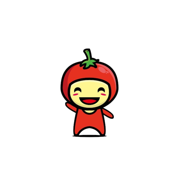 Personagem de desenho animado de tomate bonito ilustração de personagem de desenho animado design simples estilo plano