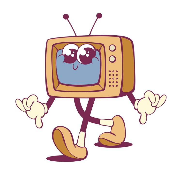 Vetor personagem de desenho animado de tv retro vintage