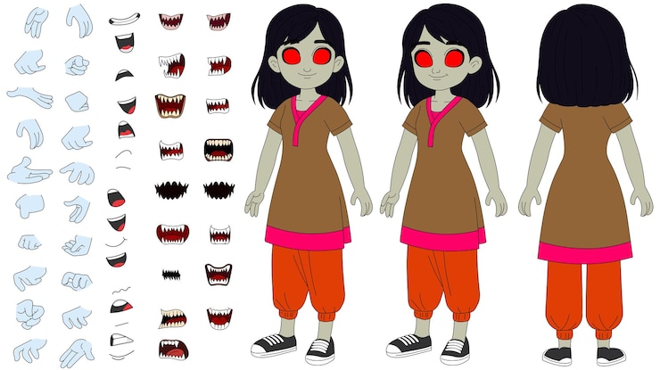 Vetor personagem de desenho animado de uma garota fantasma