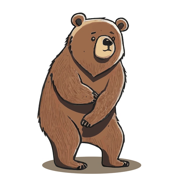 Vetor personagem de desenho animado de urso dançando, fazendo exercícios, design plano simples