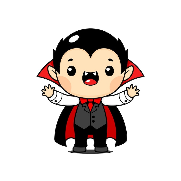 Personagem de desenho animado de vampiro de halloween fofo e estilo kawaii