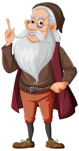 Vetor personagem de desenho animado de velha com barba