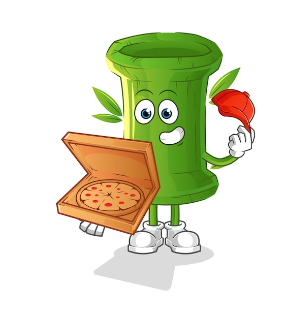 Personagem de desenho animado de vetor de entregador de pizza de bambu