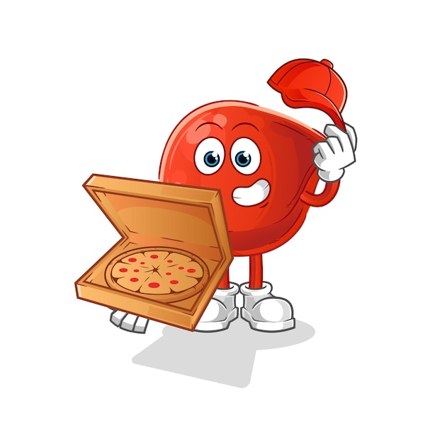 Personagem de desenho animado de vetor de entregador de pizza de fígado