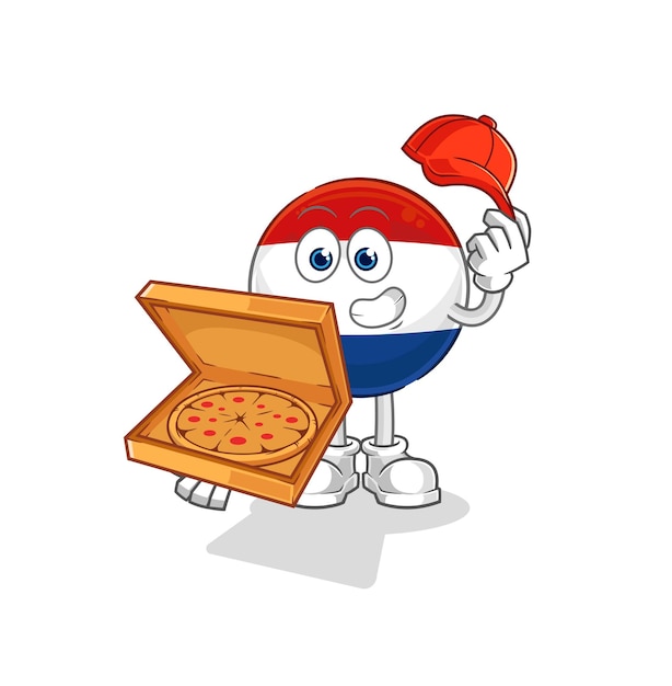 Personagem de desenho animado de vetor de entregador de pizza na holanda